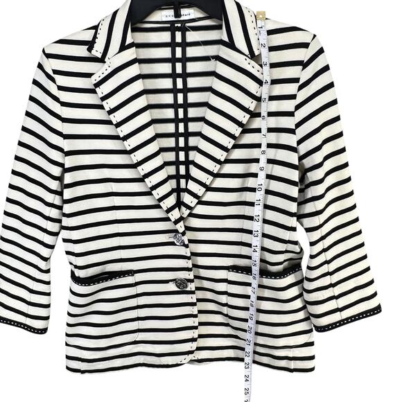 AVV Standard Michel Clan Blazer US S 38 Black Striped Knit Jacket Career Luxury - Picture 8 of 13